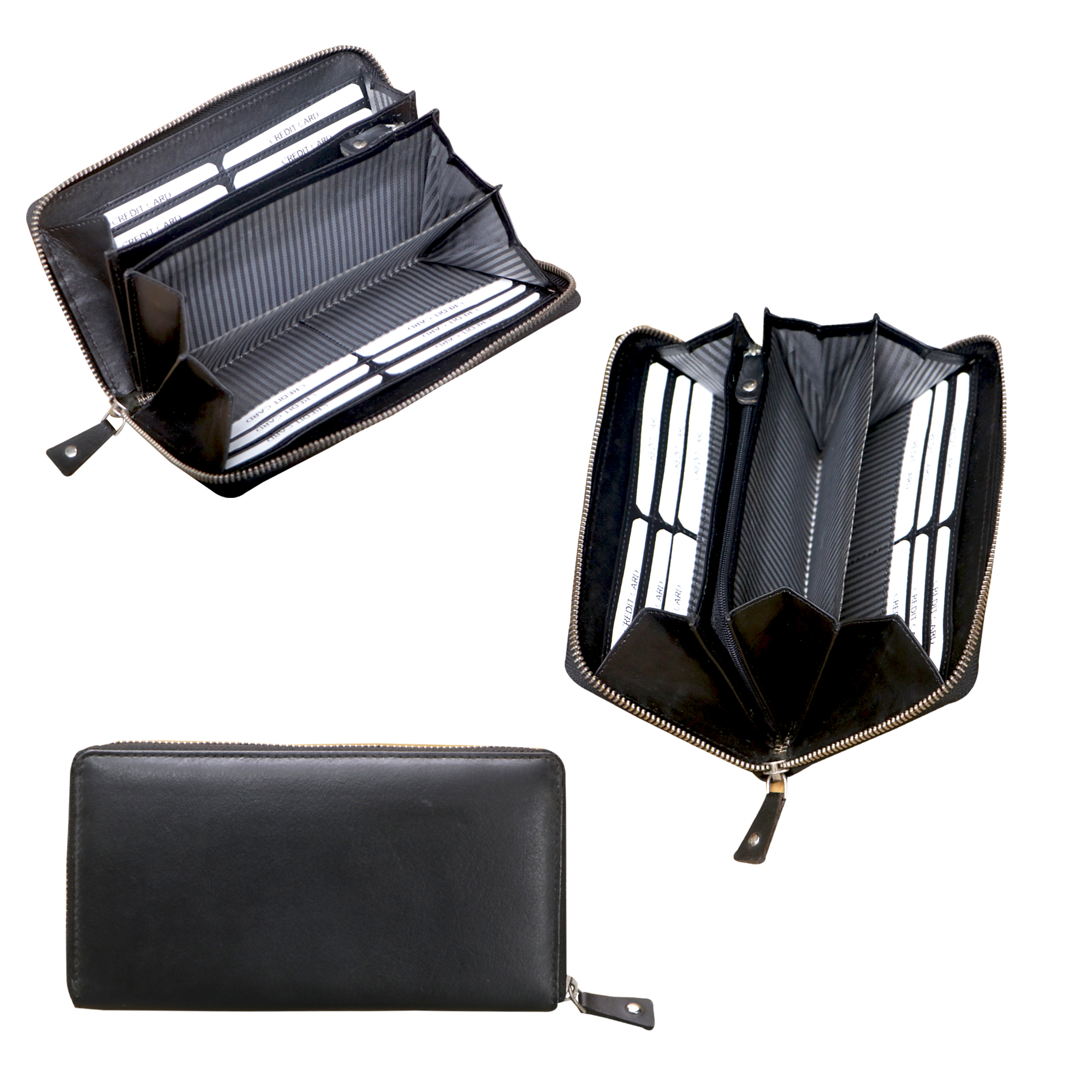 Executive Black Zip-Around Continental Wallet